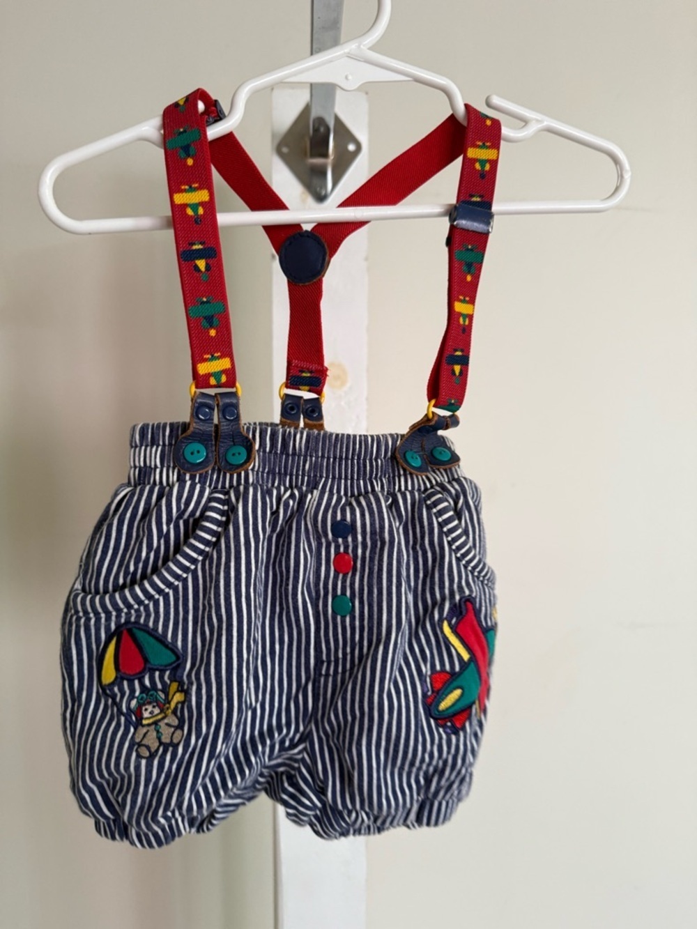Vintage Gymboree Bubble Shorts with Plane Suspenders